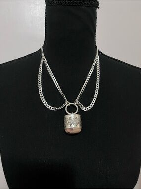 Silver Talisman Necklace with Fire Opal